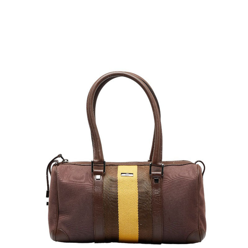 グッチ シェリーライン ハンドバッグ ミニボストンバッグ 001 0851 ブラウン イエロー キャンバス レザー レディース GUCCI 【中古】