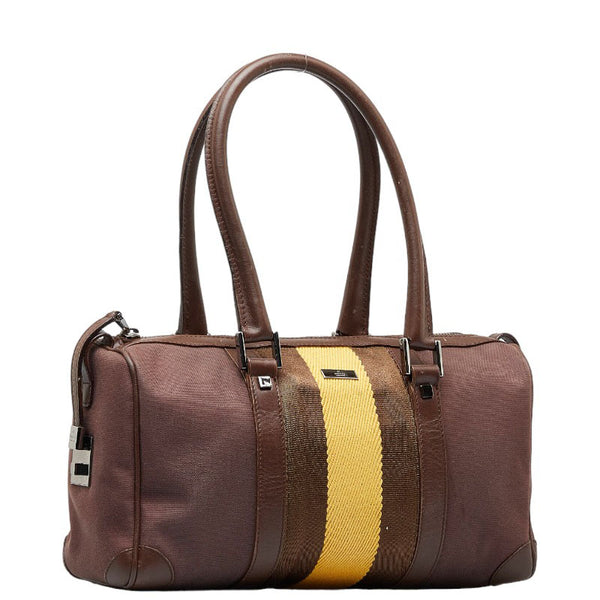 グッチ シェリーライン ハンドバッグ ミニボストンバッグ 001 0851 ブラウン イエロー キャンバス レザー レディース GUCCI 【中古】