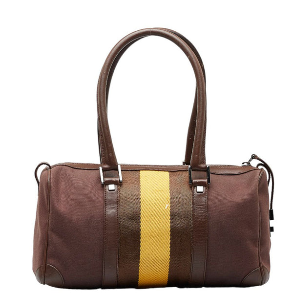 グッチ シェリーライン ハンドバッグ ミニボストンバッグ 001 0851 ブラウン イエロー キャンバス レザー レディース GUCCI 【中古】