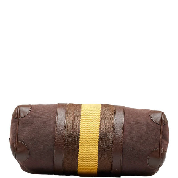 グッチ シェリーライン ハンドバッグ ミニボストンバッグ 001 0851 ブラウン イエロー キャンバス レザー レディース GUCCI 【中古】