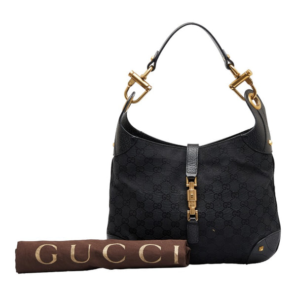 グッチ GGキャンバス ニュージャッキー ワンショルダーバッグ ハンドバッグ 120888 ブラック キャンバス レザー レディース GUCCI 【中古】