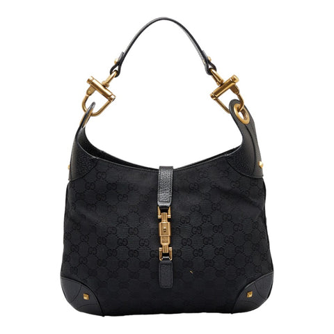 グッチ GGキャンバス ニュージャッキー ワンショルダーバッグ ハンドバッグ 120888 ブラック キャンバス レザー レディース GUCCI 【中古】