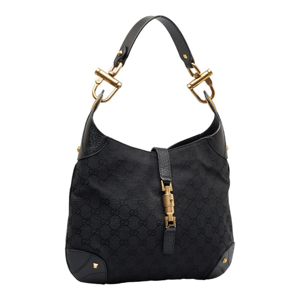 グッチ GGキャンバス ニュージャッキー ワンショルダーバッグ ハンドバッグ 120888 ブラック キャンバス レザー レディース GUCCI 【中古】