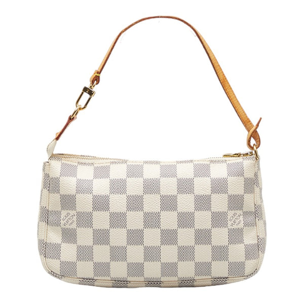 ルイ ヴィトン ダミエ アズール ポシェット アクセソワール アクセサリーポーチ N51986 ホワイト PVC レザー レディース LOUIS VUITTON 【中古】