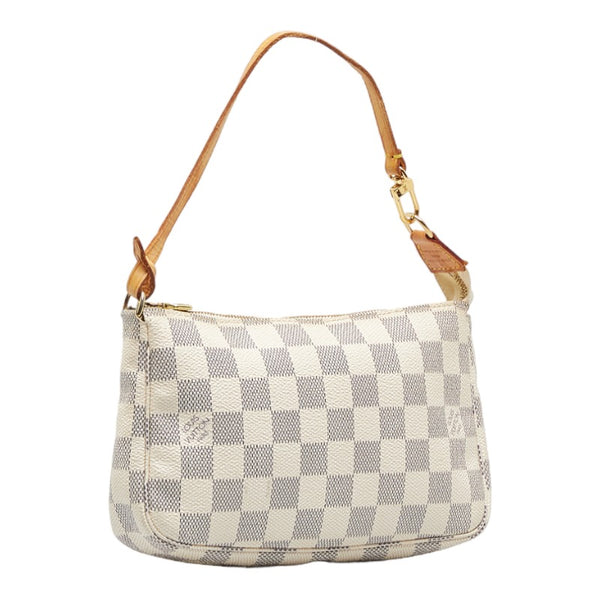 ルイ ヴィトン ダミエ アズール ポシェット アクセソワール アクセサリーポーチ N51986 ホワイト PVC レザー レディース LOUIS VUITTON 【中古】