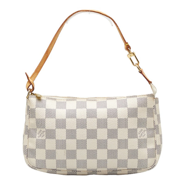 ルイ ヴィトン ダミエ アズール ポシェット アクセソワール アクセサリーポーチ N51986 ホワイト PVC レザー レディース LOUIS VUITTON 【中古】