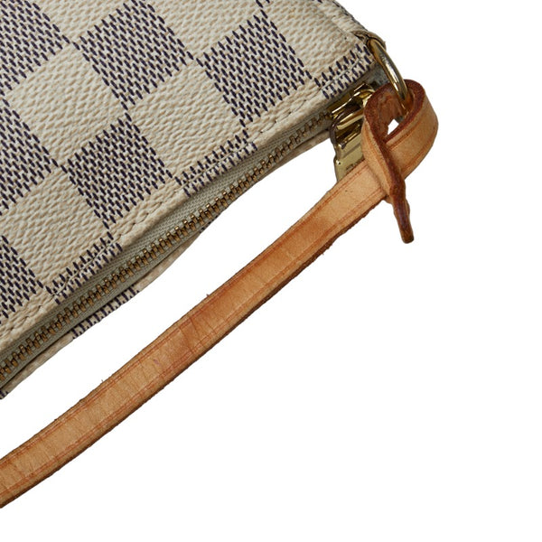 ルイ ヴィトン ダミエ アズール ポシェット アクセソワール アクセサリーポーチ N51986 ホワイト PVC レザー レディース LOUIS VUITTON 【中古】