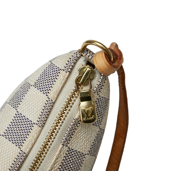 ルイ ヴィトン ダミエ アズール ポシェット アクセソワール アクセサリーポーチ N51986 ホワイト PVC レザー レディース LOUIS VUITTON 【中古】