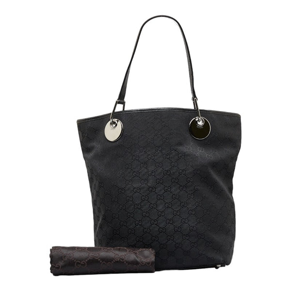 グッチ GGキャンバス ハンドバッグ トートバッグ 120836 ブラック キャンバス レザー レディース GUCCI 【中古】