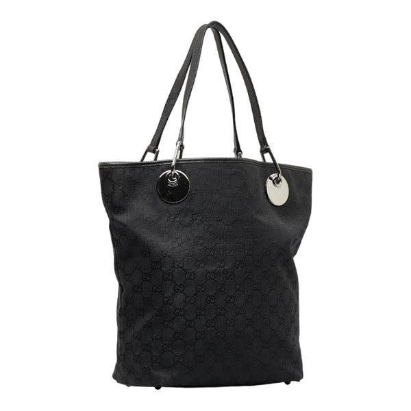 グッチ GGキャンバス ハンドバッグ トートバッグ 120836 ブラック キャンバス レザー レディース GUCCI 【中古】