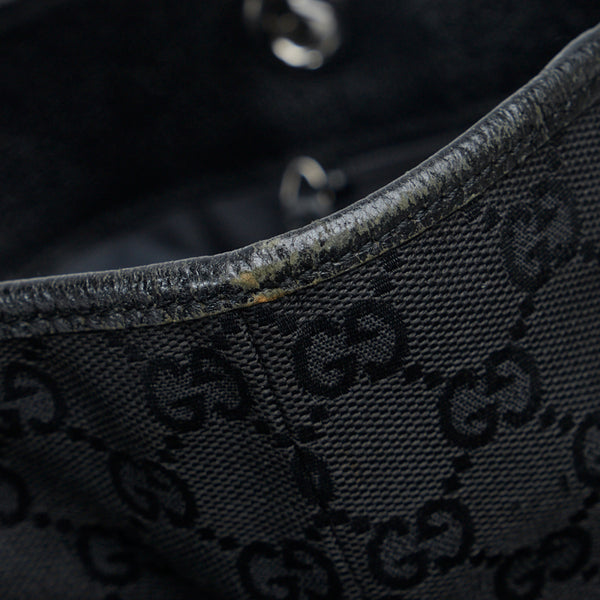 グッチ GGキャンバス ハンドバッグ トートバッグ 120836 ブラック キャンバス レザー レディース GUCCI 【中古】