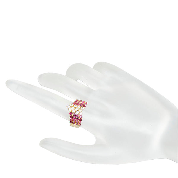 K18YG イエローゴールド ルビー1.53ct ホワイトサファイア0.64ct リング 指輪 レディース 14.5号 【中古】