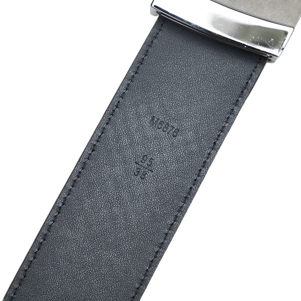 ルイ ヴィトン マイクロダミエ サンチュール イニシアル ベルト M6876 ブラウン シルバー レザー スエード メンズ LOUIS VUITTON 【中古】