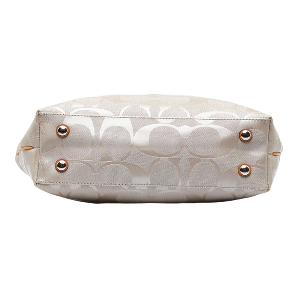 コーチ シグネチャー トートバッグ ショルダーバッグ F23621 グレー ベージュ PVC レザー レディース COACH 【中古】