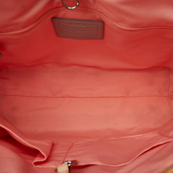 コーチ シグネチャー トートバッグ ショルダーバッグ F23621 グレー ベージュ PVC レザー レディース COACH 【中古】