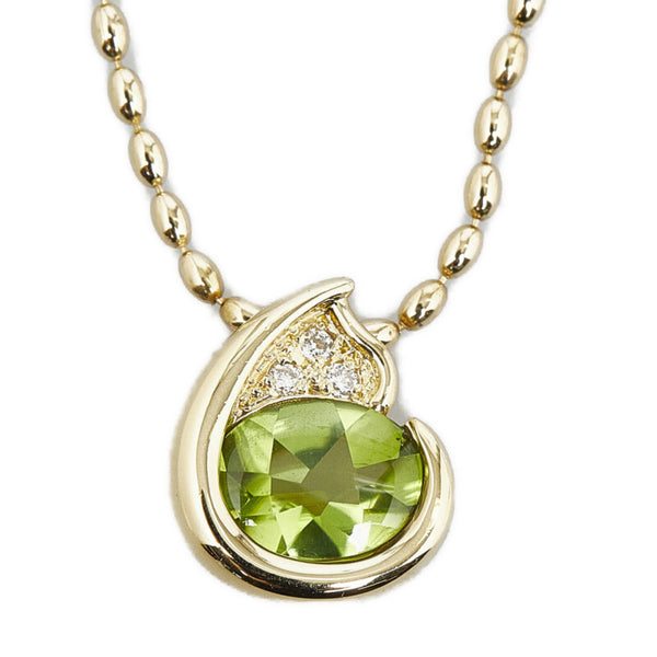 K18YG イエローゴールド ペリドット1.80ct ダイヤ0.04ct ベリテ ペンダントネックレス レディース 【中古】