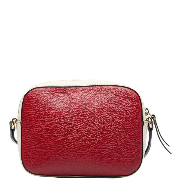 グッチ インターロッキングG ソーホー スモールディスコ 斜め掛け ショルダーバッグ 431567 レッド ベージュ レザー レディース GUCCI 【中古】