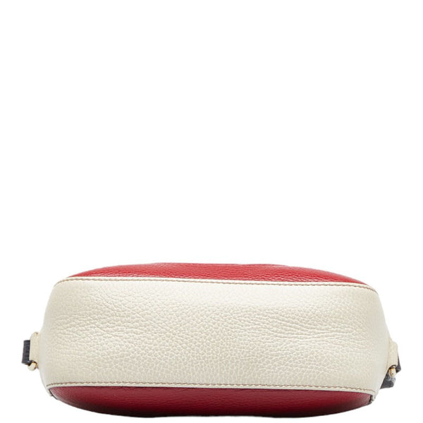 グッチ インターロッキングG ソーホー スモールディスコ 斜め掛け ショルダーバッグ 431567 レッド ベージュ レザー レディース GUCCI 【中古】