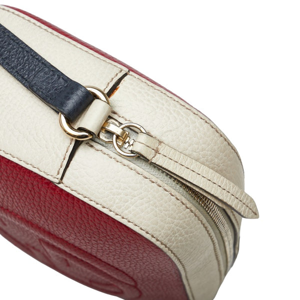 グッチ インターロッキングG ソーホー スモールディスコ 斜め掛け ショルダーバッグ 431567 レッド ベージュ レザー レディース GUCCI 【中古】