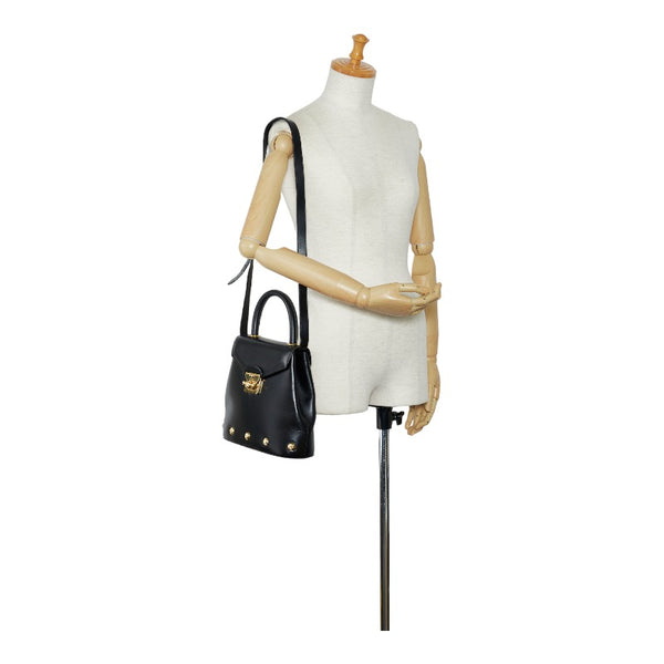 サルヴァトーレフェラガモ ヒール金具 ハンドバッグ ショルダーバッグ 2WAY ブラック レザー レディース Salvatore Ferragamo 【中古】