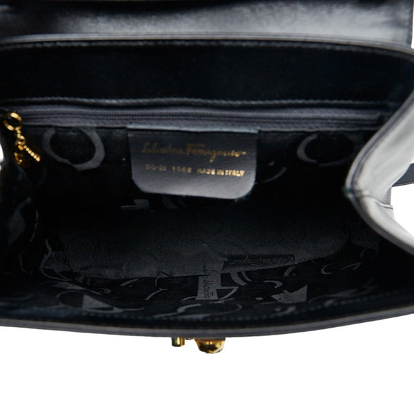 サルヴァトーレフェラガモ ヒール金具 ハンドバッグ ショルダーバッグ 2WAY ブラック レザー レディース Salvatore Ferragamo 【中古】