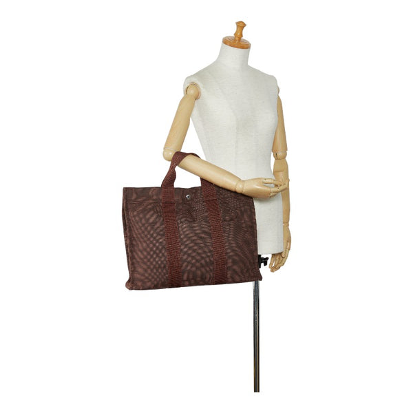 エルメス エールライントートMM ハンドバッグ トートバッグ ブラウン キャンバス レディース HERMES 【中古】