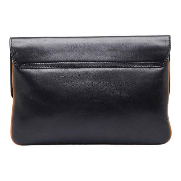 セリーヌ ヴィンテージ 馬車金具 クラッチバッグ ブラック レザー レディース CELINE 【中古】