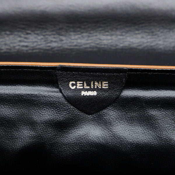 セリーヌ ヴィンテージ 馬車金具 クラッチバッグ ブラック レザー レディース CELINE 【中古】