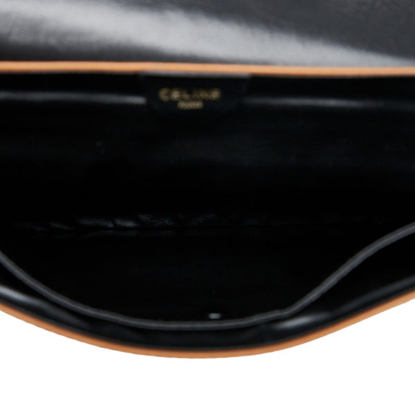 セリーヌ ヴィンテージ 馬車金具 クラッチバッグ ブラック レザー レディース CELINE 【中古】