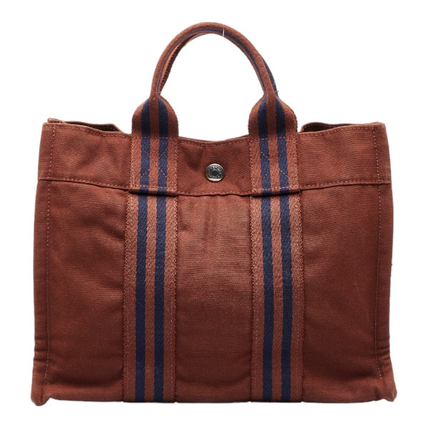 エルメス フールトゥPM ハンドバッグ トートバッグ ブラウン キャンバス レディース HERMES 【中古】