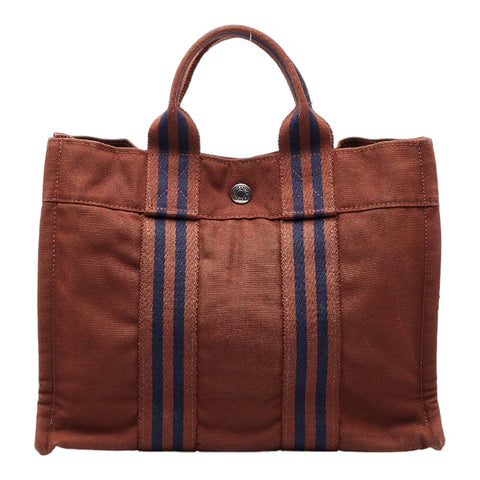 エルメス フールトゥPM ハンドバッグ トートバッグ ブラウン キャンバス レディース HERMES 【中古】