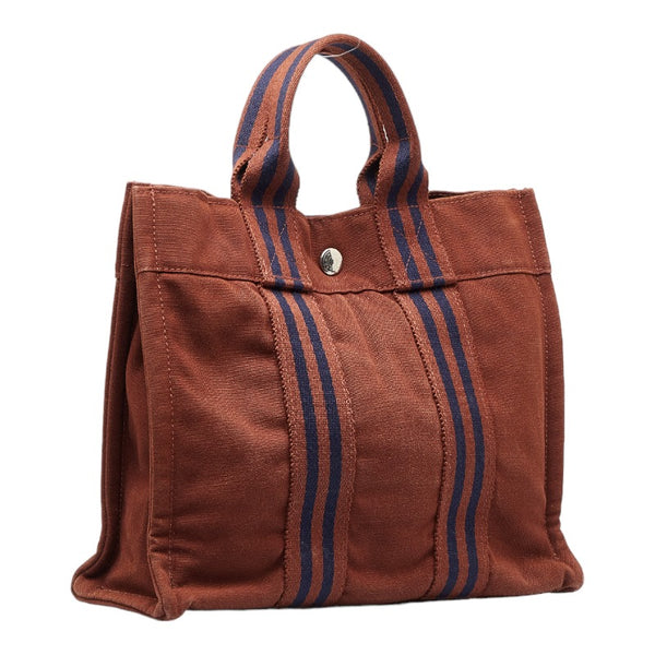 エルメス フールトゥPM ハンドバッグ トートバッグ ブラウン キャンバス レディース HERMES 【中古】