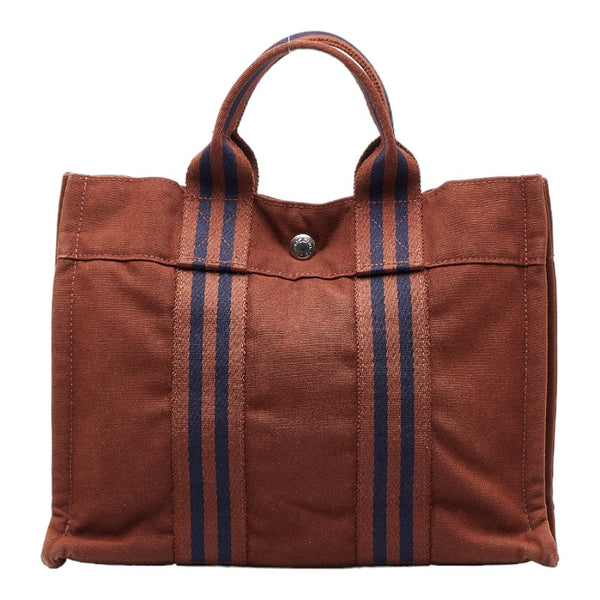 エルメス フールトゥPM ハンドバッグ トートバッグ ブラウン キャンバス レディース HERMES 【中古】