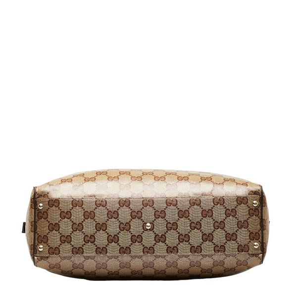 グッチ GGクリスタル ボストンバッグ 278302 ベージュ ブラウン PVC レザー メンズ GUCCI 【中古】