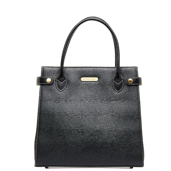 バーバリー ノバチェック シャドーホース ゴールド金具 ハンドバッグ トートバッグ ブラック レザー レディース BURBERRY 【中古】