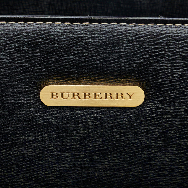 バーバリー ノバチェック シャドーホース ゴールド金具 ハンドバッグ トートバッグ ブラック レザー レディース BURBERRY 【中古】