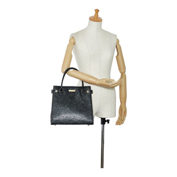 バーバリー ノバチェック シャドーホース ゴールド金具 ハンドバッグ トートバッグ ブラック レザー レディース BURBERRY 【中古】