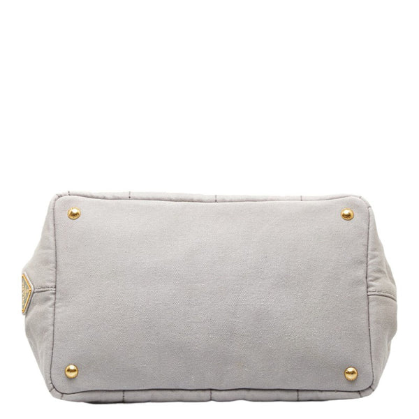 プラダ カナパ ゴールド金具 ハンドバッグ トートバッグ B1877B ライトグレー コットンデニム レディース PRADA 【中古】