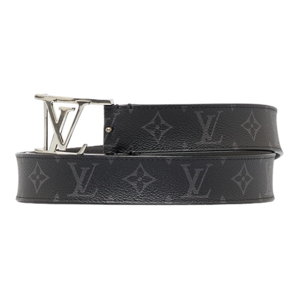 ルイ ヴィトン モノグラム エクリプス サンチュール LVイニシャル 40MM ベルト M9043 ブラック シルバー PVC レザー メンズ LOUIS VUITTON 【中古】