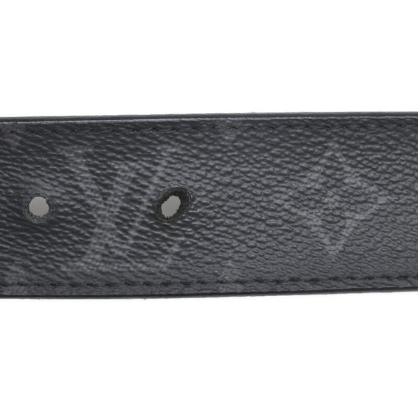 ルイ ヴィトン モノグラム エクリプス サンチュール LVイニシャル 40MM ベルト M9043 ブラック シルバー PVC レザー メンズ LOUIS VUITTON 【中古】