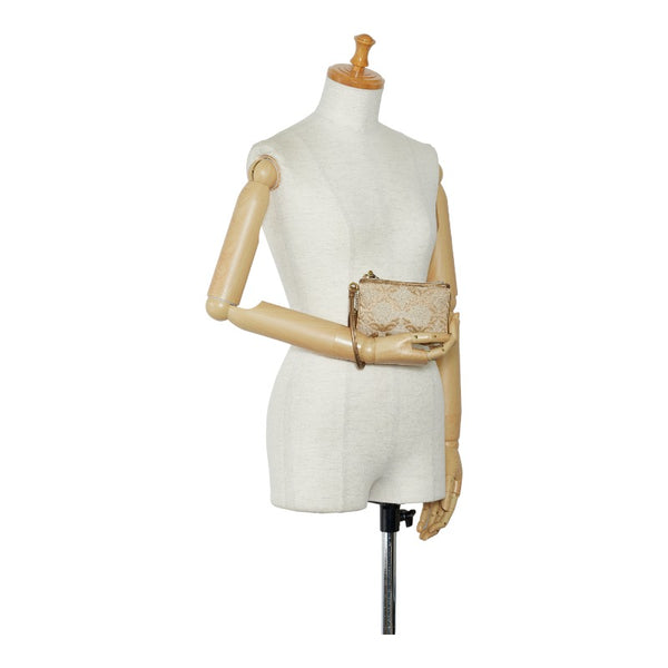 コーチ オプアート グラマシー アクセサリーポーチ ミニハンドバッグ ベージュ ブラウン キャンバス レザー レディース COACH 【中古】