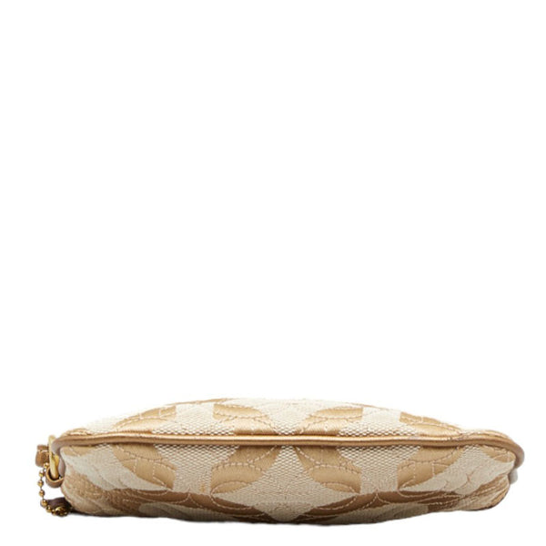 コーチ オプアート グラマシー アクセサリーポーチ ミニハンドバッグ ベージュ ブラウン キャンバス レザー レディース COACH 【中古】