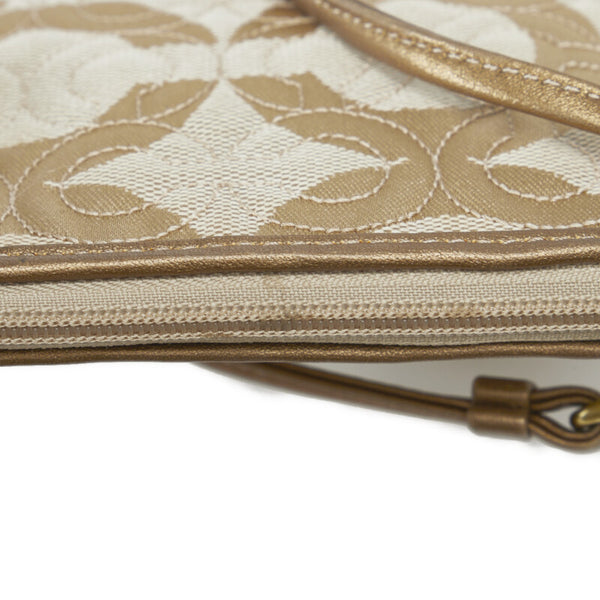 コーチ オプアート グラマシー アクセサリーポーチ ミニハンドバッグ ベージュ ブラウン キャンバス レザー レディース COACH 【中古】