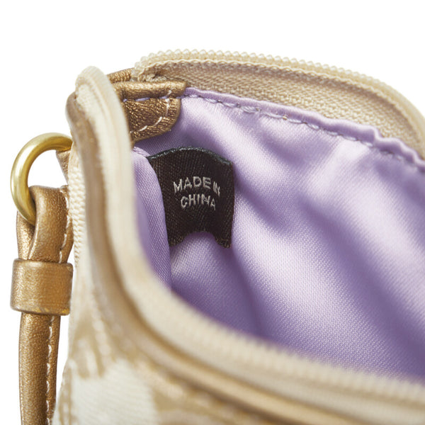 コーチ オプアート グラマシー アクセサリーポーチ ミニハンドバッグ ベージュ ブラウン キャンバス レザー レディース COACH 【中古】