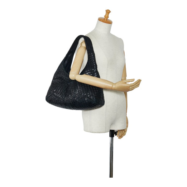 ボッテガヴェネタ イントレチャート ワンショルダーバッグ ブラック レザー レディース BOTTEGAVENETA 【中古】