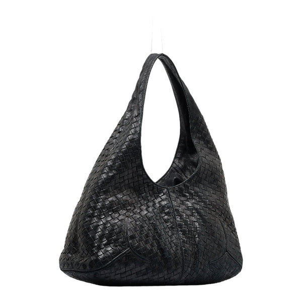 ボッテガヴェネタ イントレチャート ワンショルダーバッグ ブラック レザー レディース BOTTEGAVENETA 【中古】