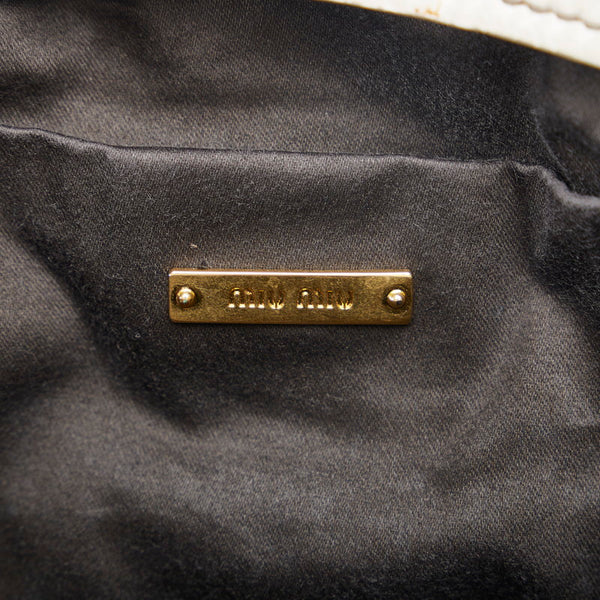 ミュウミュウ ナッパ キーチャーム ハンドバッグ ショルダーバッグ 2WAY RT0439 ライトグレー レザー レディース MIUMIU 【中古】