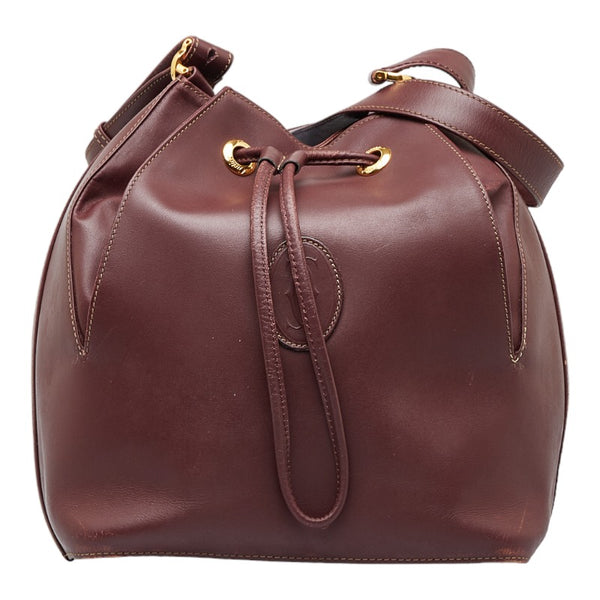 カルティエ マスト ワンショルダーバッグ ボルドー ワインレッド レザー レディース CARTIER 【中古】