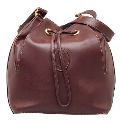 カルティエ マスト ワンショルダーバッグ ボルドー ワインレッド レザー レディース CARTIER 【中古】