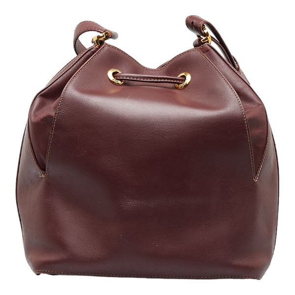 カルティエ マスト ワンショルダーバッグ ボルドー ワインレッド レザー レディース CARTIER 【中古】